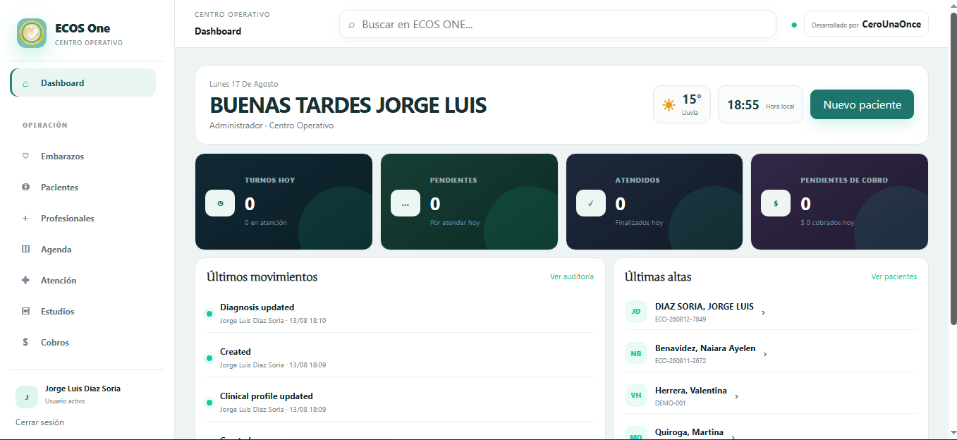 Plataforma de operación médica desarrollada por 01:11